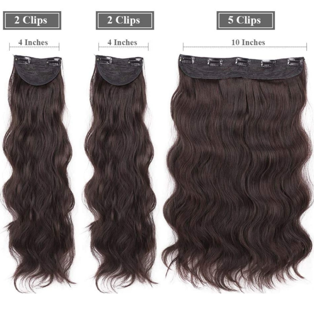 20 Inch Brown Wavy Clip In Hair Extensions - Picture 2 of 6